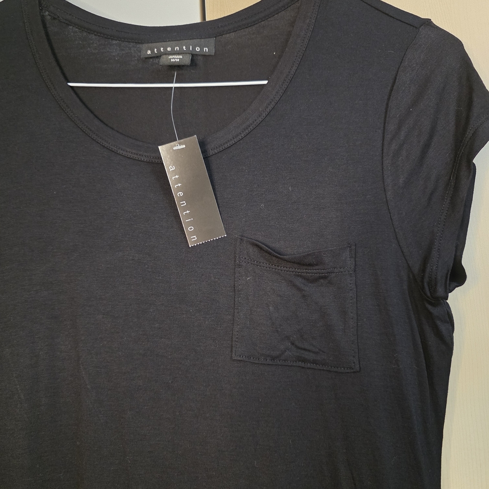 Attention Black Women's Short Sleeve T-Shirt Top NWT Medium - Picture 5 of 9
